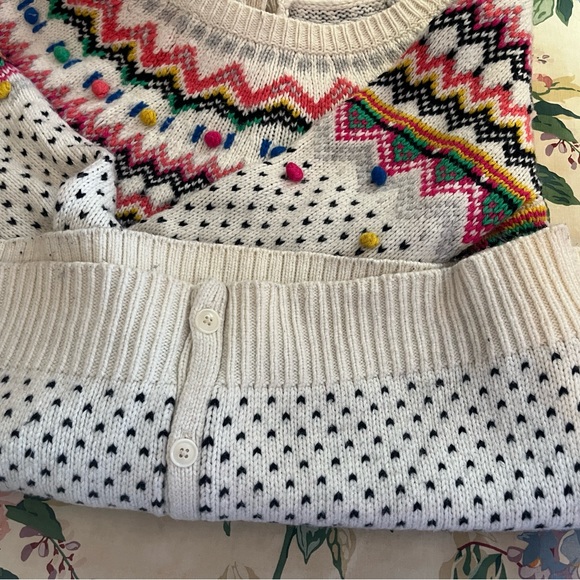 Talbots Fair Isle Pom Pom Sweater Size L - Picture 7 of 14